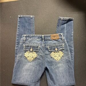 Zana Di Women's Blue Skinny Jeans with Embellished Pockets